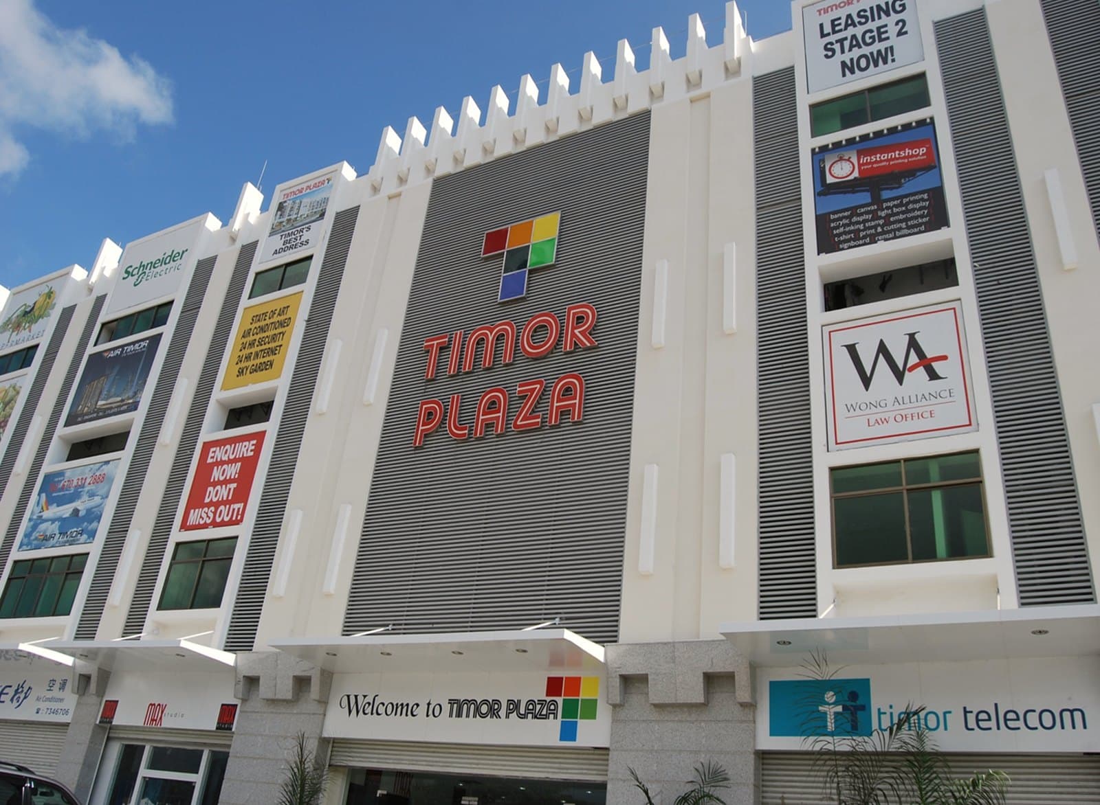 Timor Plaza in Dili, the building of the Wong Alliance Law Office (TL) Lda office.